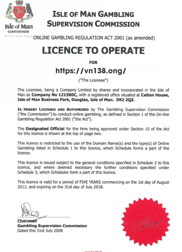Giấy phép của VN138
